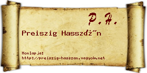 Preiszig Hasszán névjegykártya